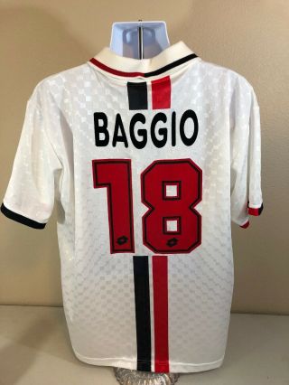 Rare Vintage A.  C.  Milan 18 Roberto Baggio Opel Soccer Jersey Mens XL White 2