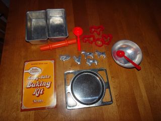 Vintage Betty Crocker Kids Baking Pans,  Cookie Cutters,  Etc.  With Booklet