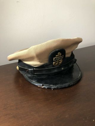 Vintage World War 2 Ww2 Usn Hat (united States Navy) Naval Officer Hat