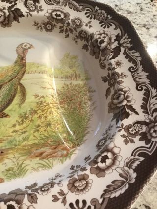 Very Rare Spode Woodland Wild Turkey Platter With Gravy Well 2