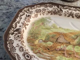 Very Rare Spode Woodland Wild Turkey Platter With Gravy Well 4