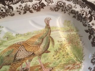 Very Rare Spode Woodland Wild Turkey Platter With Gravy Well 5