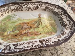 Very Rare Spode Woodland Wild Turkey Platter With Gravy Well 7