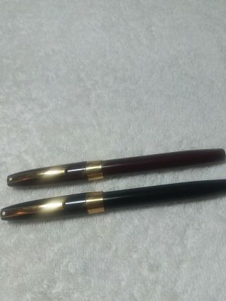 2 Vtg Sheaffer Imperial Fountain Pens W/ 14kt Lifetime Nibsboth White Dot