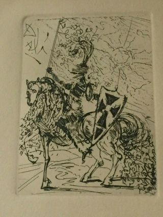 Vintage Salvador DALI El Cid Etching & 14 by 11 Frame PLATE SIGNED 2