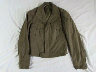Vtg 40s 1944 Date Wool Ike Jacket Sz 36 L Ww2 Wwii W/ Laundry Number Eisenhower