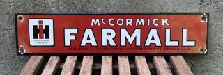 Vintage International Harvester Mccormick Farmall Ih Metal Porcelain Sign