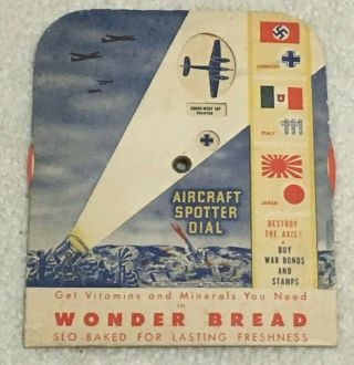 Aircraft Spotter Dial Advertising Wonder Bread World War Ii Wheel Toy,  Airplane