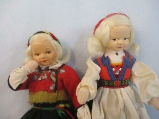 Vintage Norwegian Tourist Dolls Ronnaug Petterssen Tagged Cloth Regional Costume