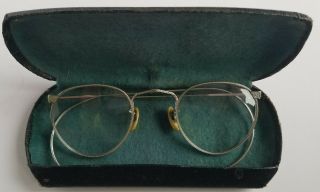 Antique 12k Gold Rim Eye Glasses Spectacles With Case Detail