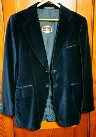 Vintage Cortefiel Blue Velvet Blazer Jacket Men’s 42l