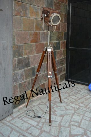 Vintage Theater Spot Light Floor Lamp Searchlight With Tripod Stand