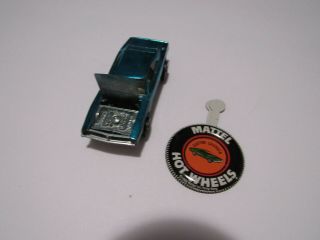 AQUA CUSTOM DODGE CHARGER RARE 68 REDLINE HOT WHEELS 69 VINTAGE ORIG BUTTON USA 2