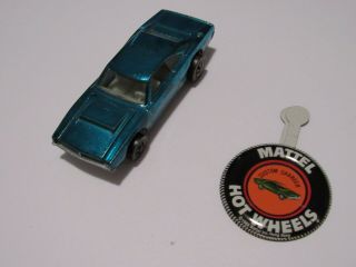 AQUA CUSTOM DODGE CHARGER RARE 68 REDLINE HOT WHEELS 69 VINTAGE ORIG BUTTON USA 5