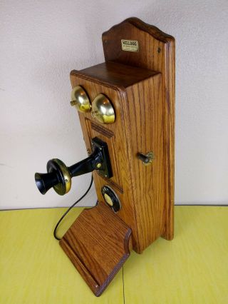 Vtg Antique Kellogg Wall Hand Crank Rotary Oak Wood Telephone