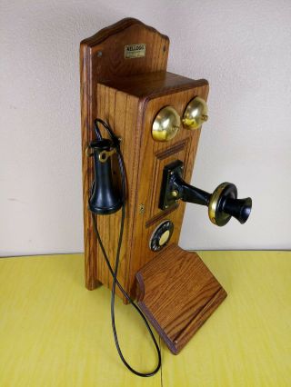 VTG Antique Kellogg Wall Hand Crank Rotary Oak Wood Telephone 3