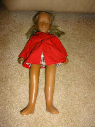 Sasha Serie Vintage Girl Doll Blonde Hair Blue Eyes Red Jacket Plaid Dress Rare