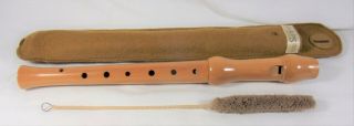 Rare Vintage Wood Wind Made In Switzerland Wood Kung Flute Recorder W - Pouch