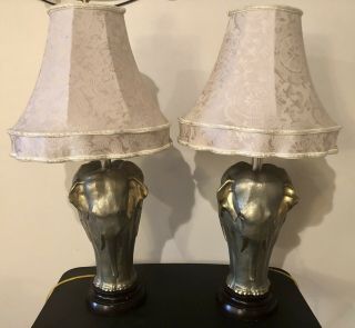 Vintage Chapman Bronze Elephant Lamp Pair