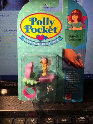 1993 Polly Pocket Rare Vintage Tulip Petal Fairy Ring Bluebird Toys