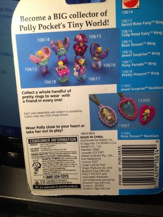 1993 Polly Pocket RARE Vintage Tulip Petal Fairy Ring Bluebird Toys 3