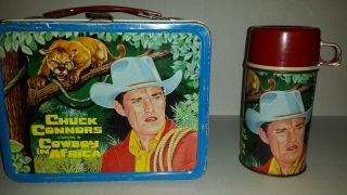 Vintage - Rare 1968 " Cowboy In Africa " Metal Lunch Box - Chuck Connors