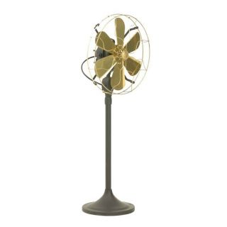 12 " Brass Blade Electric Stand Fan Orbital Oscillate Work Vintage Antique Style