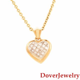 Estate Diamond 14k Yellow Gold Heart Cluster Small Charm Pendant Nr