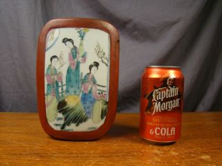 Chinese 19th Century Famille Rose Porcelain And Wood Cinnabar Lacquer Box