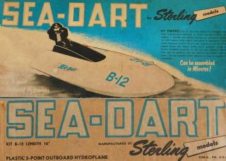 Vintage 1950s Sterling Sea Dart Hydroplane Toy Model Tether Racing Boat Mib Kit