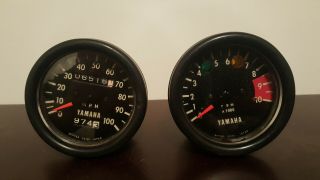 Vintage Yamaha Nippon Seiki 100 Mph Speedometer & 10,  000 Rpm Tach 6,  516 Miles