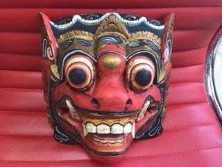 Chinese Hand Painted Vintage Oriental Antique Lion Head Mask Very Old