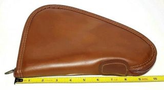 Vintage Brown Leather Pistol Gun Case Carry Holder Zip Up Pouch Bag Travel Vtg