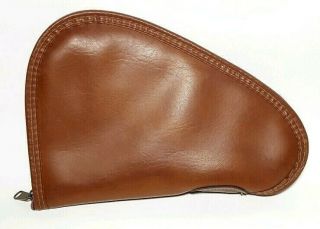Vintage Brown Leather Pistol Gun Case Carry Holder Zip Up Pouch Bag Travel VTG 4