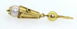 Vintage Italian 18k yellow gold 7mm pearl drop dangle earrings 4