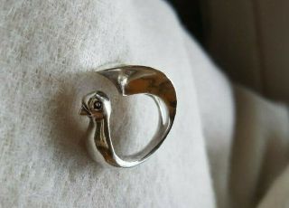 Rare Vintage 1970 ' s CLIFTON NICHOLSON Sterling Silver DOVE Ring Signed 2