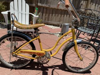 1970s Schwinn Fair Lady Lil Chik Stingray Bicycle Banana Seat Yellow Vintage