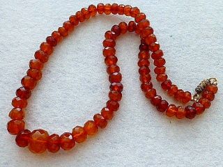 ANTIQUE FACETED NATURAL AMBER BEADS NECKLACE 2
