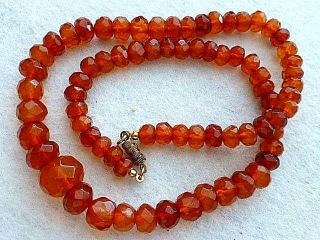 ANTIQUE FACETED NATURAL AMBER BEADS NECKLACE 3