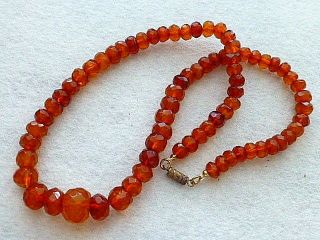 ANTIQUE FACETED NATURAL AMBER BEADS NECKLACE 4