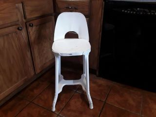 Vintage White Kitchen Metal Stool/chair White Metal Chair Tall Stool