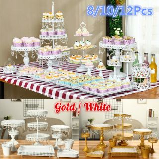 Vintage Metal Cake Holder Cupcake Stand Display Set Birthday Wedding Party Decor