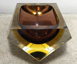 Vintage Murano Sommerso Mandruzzato Faceted Glass Bowl Vase 3