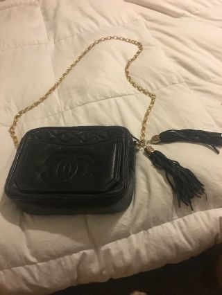 Vintage 80’s Chanel Black Quilted Lambskin Shoulder Bag
