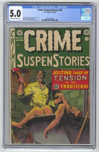 Crime Suspenstories 24 Cgc 5.  0 Vintage Ec Comic Dismemberment Cover Horror