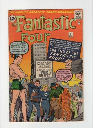 Fantastic Four 9 Vintage Marvel Comic Early Ff Sub - Mariner Crossover App 12c