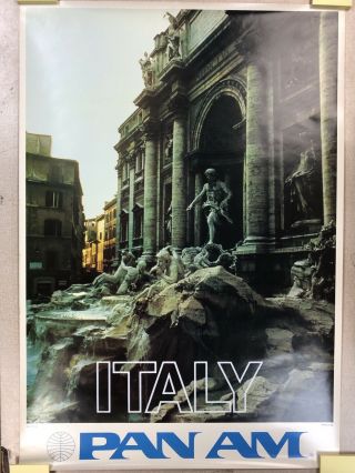 Pan Am Rome Italy Travel Poster 25x36 " Vintage