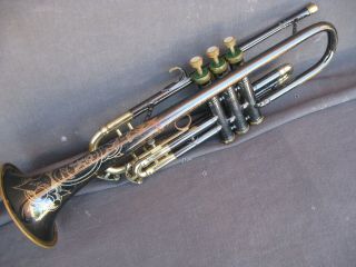 Vintage 1950s/60s Keilwerth Tone King Deluxe Trumpet,  Rare Black & Gold,  Nr 3day