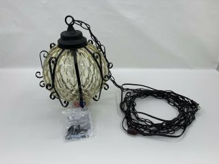 Vintage Retro Mid Century Disco Glass Hanging Swag Lamp Light Chain