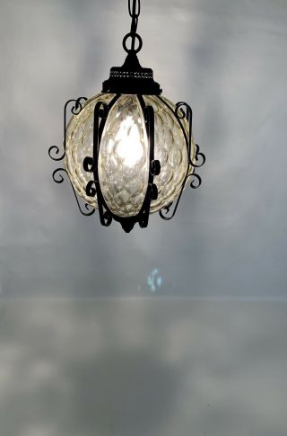 Vintage Retro Mid Century Disco Glass Hanging Swag Lamp Light Chain 7